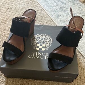Vince Camuto Black and Brown Women's Mules